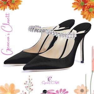 Black Rhinestone Pointed Toe Stiletto